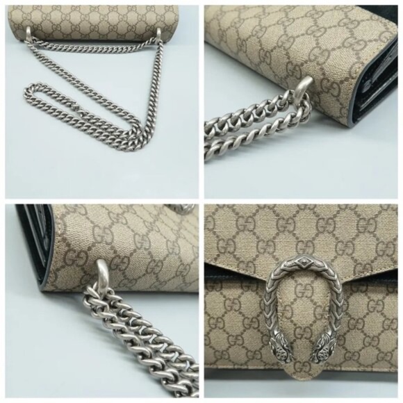 100% Authentic GUCCI Dionysus Brown Canvas Shoulder Bag - Picture 7 of 11